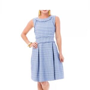 Elizabeth McKay Blue Pleated Midi Dress